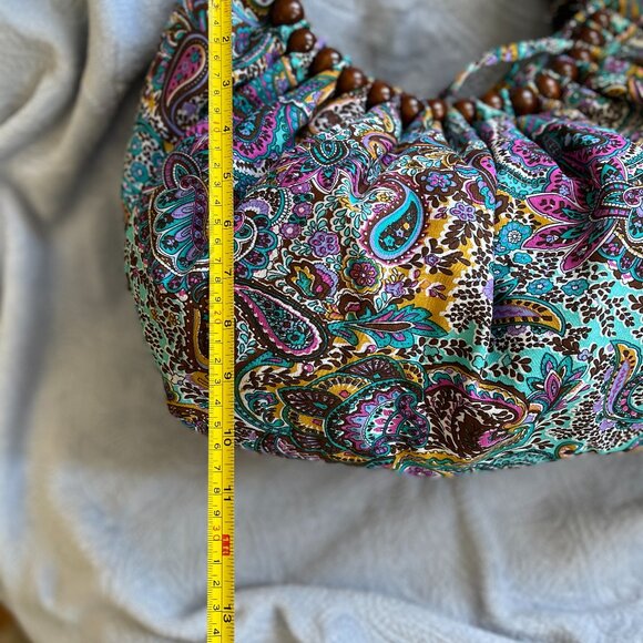 Vibrant Paisley Hobo Bag with Wooden Bead Handles - Picture 13 of 14
